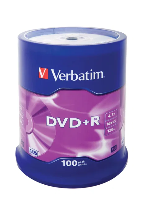 Verbatim DVD+R 16x 4.7GB Matt Silver, 100 discos en tarrina (4.7 GB, 120 min), Ref. 43551