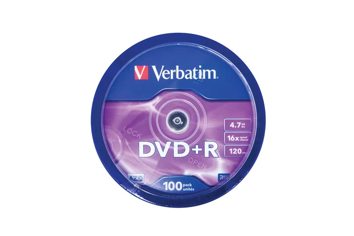 Verbatim DVD+R 16x 4.7GB Matt Silver, 100 discos en tarrina (4.7 GB, 120 min), Ref. 43551