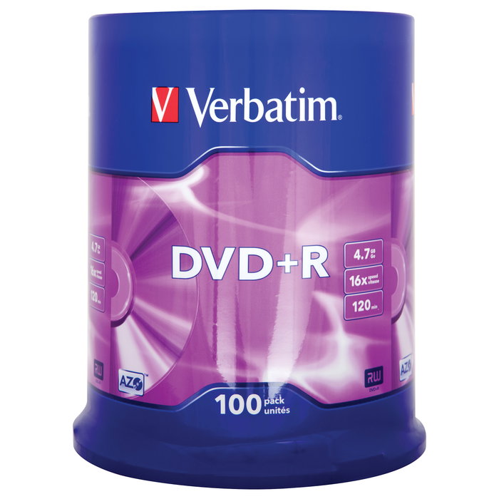 Verbatim DVD+R 4,7GB 16x Speed Matt Silver - 100 discos Verbatim DVD+R 4,7GB 16x Speed Matt Silver - 100 discos