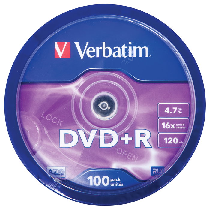 Verbatim DVD+R 4,7GB 16x Speed Matt Silver - 100 discos Verbatim DVD+R 4,7GB 16x Speed Matt Silver - 100 discos