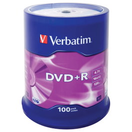 Verbatim DVD+R 4,7GB 16x Speed Matt Silver - 100 discos