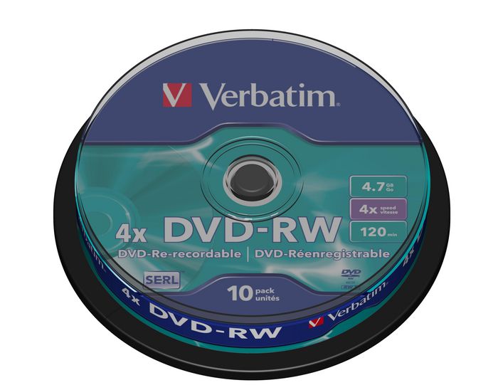 Verbatim DVD-RW 4,7 GB 4x Tarrina de 10 unidades Plata mate