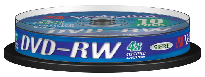 Verbatim DVD-RW 4,7 GB 4x Tarrina de 10 unidades Plata mate