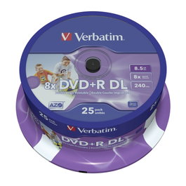 Verbatim DVD+R Doble Capa 8,5 GB 8x Imprimible 25 Unidades
