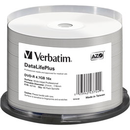 Verbatim DVD-R 4,7 GB 16x Wide Printable NON-ID Pack de 50
