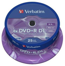 Verbatim DVD+R Doble Capa 8.5GB 8X 25 Pack Spindle Superficie Matt Silver
