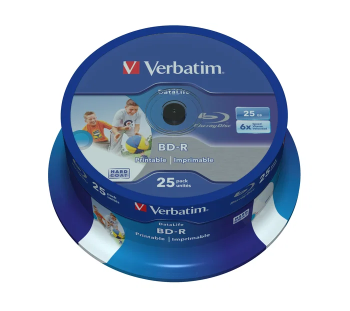 Verbatim 43811 Blu-ray BD-R 25 GB - Paquete de 25 unidades de discos imprimibles para grabación y lectura