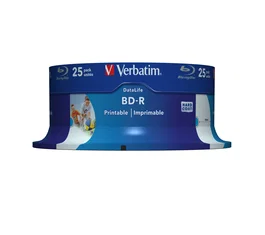 Verbatim 43811 Blu-ray BD-R 25 GB - Paquete de 25 unidades de discos imprimibles para grabación y lectura