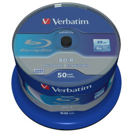 Verbatim Datalife BD-R Blu-Ray 25GB 6x Pack de 50