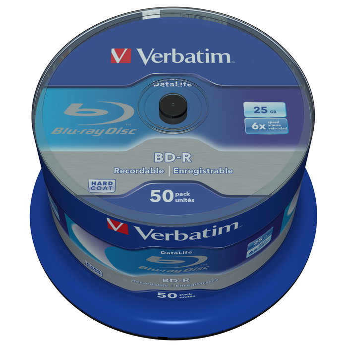 Verbatim BD-R No-ID 25GB 6x Datalife 50 discos en cakebox