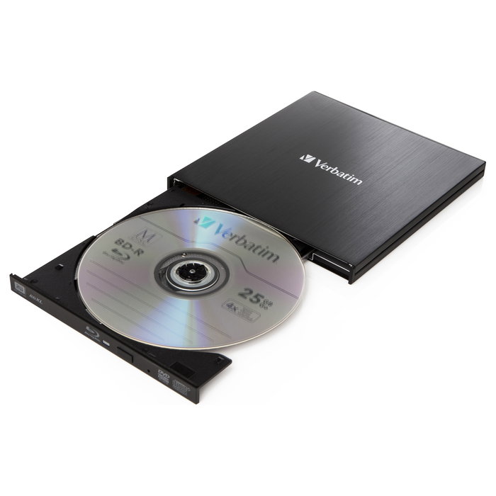 Verbatim External Slimline - Grabador Externo Blu-ray BD-RE USB 3.2 Gen 1 (3.1 Gen 1) para Sobremesa y Portátil - Negro - Con Software Nero