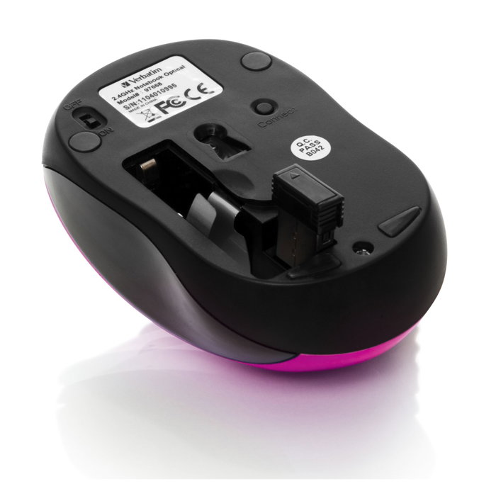 Verbatim GO NANO Ratón Inalámbrico Compacto Ambididestro Fucsia