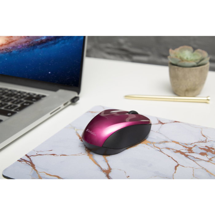 Verbatim GO NANO Ratón Inalámbrico Compacto Ambididestro Fucsia