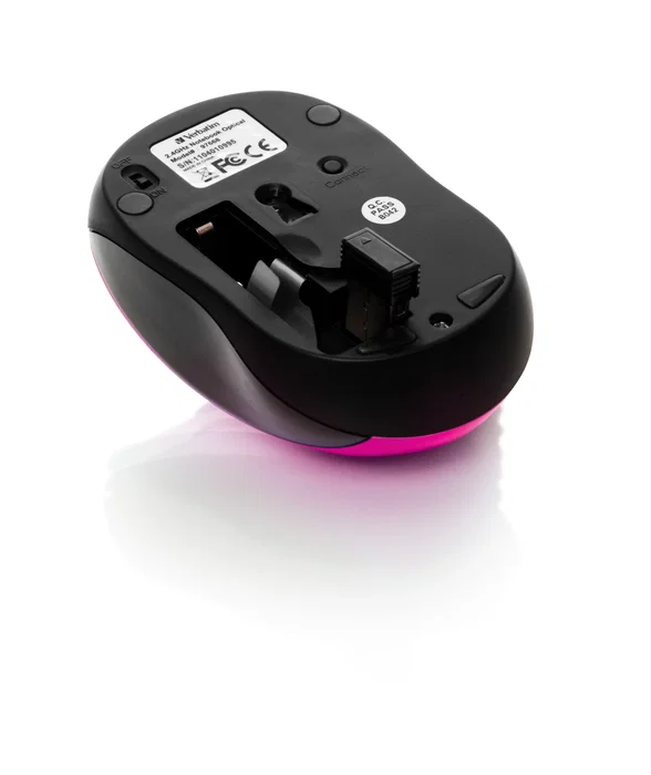 Verbatim GO NANO Ratón Inalámbrico Compacto Ambididestro Fucsia