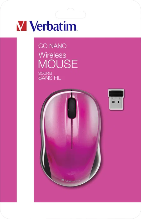 Verbatim GO NANO Ratón Inalámbrico Compacto Ambididestro Fucsia