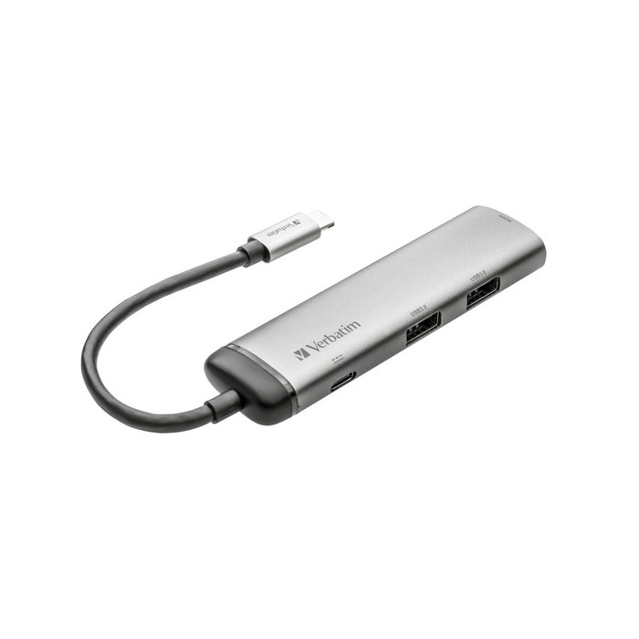 Verbatim Hub Multipuerto USB-C con 2xUSB 3.0, HDMI 4K y Carga USB-C - Plata Verbatim Hub Multipuerto USB-C con 2xUSB 3.0, HDMI 4K y Carga USB-C - Plata
