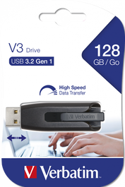 VERBATIM PENDRIVE V3 STORE ´N´ GO SUPER SPEED 128GB RETRACTIL USB 3.2 NEGRO