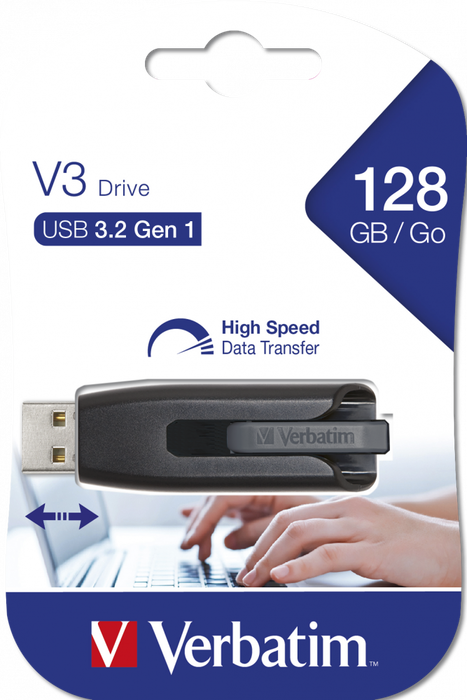 VERBATIM PENDRIVE V3 STORE ´N´ GO SUPER SPEED 128GB RETRACTIL USB 3.2 NEGRO VERBATIM PENDRIVE V3 STORE ´N´ GO SUPER SPEED 128GB RETRACTIL USB 3.2 NEGRO