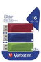 Verbatim Slider USB Drive 16GB Multipack (Rojo, Azul y Verde)