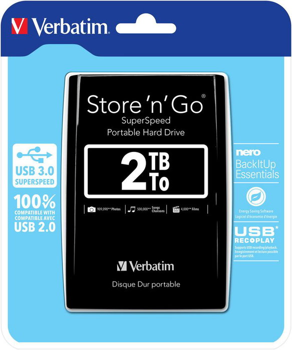 Verbatim Store 'n Go 2 2TB USB 3.0 Negro