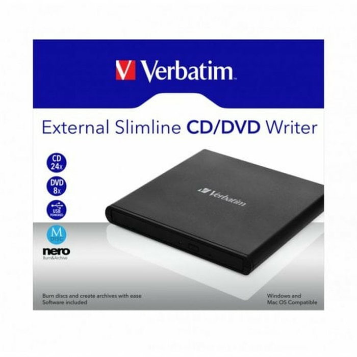 Verbatim Grabadora Externa Slimline CD/DVD 53504 Negro Verbatim Grabadora Externa Slimline CD/DVD 53504 Negro