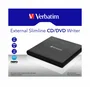 Verbatim Grabadora externa DVD±RW Slimline, unidad óptica portátil con bandeja, color negro, USB 2.0, compatible con CD/DVD, modelo 53504