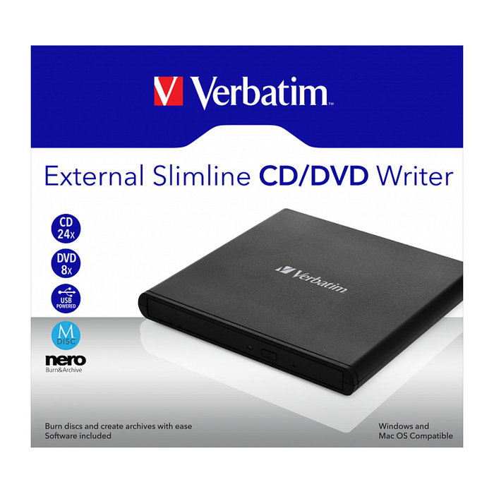 Verbatim Grabadora Externa Slimline CD/DVD 53504 Negro Verbatim Grabadora Externa Slimline CD/DVD 53504 Negro