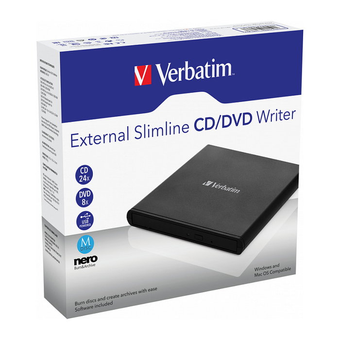 Verbatim Grabadora Externa Slimline CD/DVD 53504 Negro Verbatim Grabadora Externa Slimline CD/DVD 53504 Negro