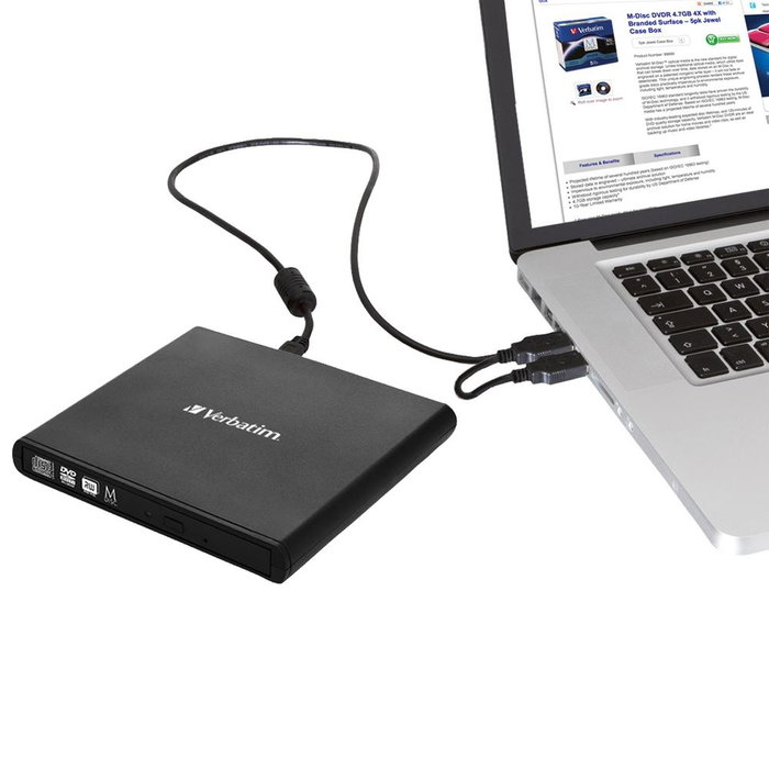 Verbatim Grabadora y Lector Externo CD/DVD Slimline 98938 Negra