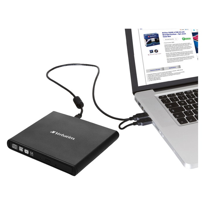 Verbatim Grabadora y Lector Externo CD/DVD Slimline 98938 Negra