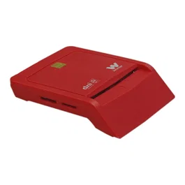 Woxter PE26-148 Lector de Tarjetas para DNI Electrónico y Smart Cards, con 3 Ranuras para Tarjetas de Memoria, Color Rojo, USB 2.0