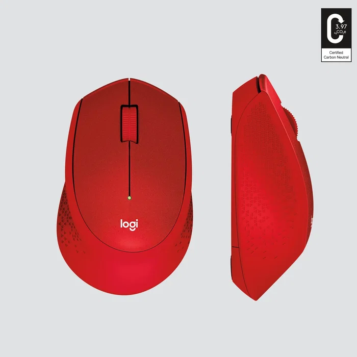 Logitech M330 Silent Plus Ratón Inalámbrico Silencioso para Oficina, 1000 DPI, Rojo, Mano Derecha, RF 2.4 GHz, 910-004911