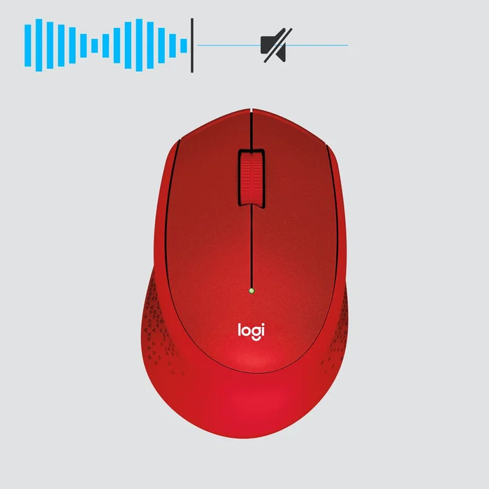 Logitech M330 Silent Plus Ratón Inalámbrico Silencioso para Oficina, 1000 DPI, Rojo, Mano Derecha, RF 2.4 GHz, 910-004911