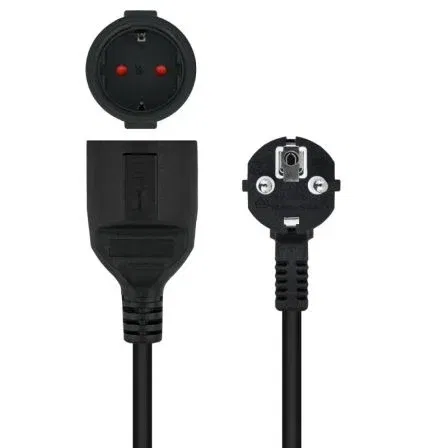 Nano Cable 10.22.0610-BK Cable Alargador de Corriente Schuko Hembra a Macho, 10m, Negro, 4000W