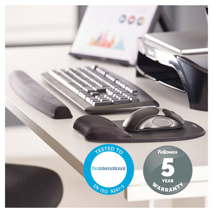 Fellowes Alfombrilla con Reposamuñecas Memory Foam Negro