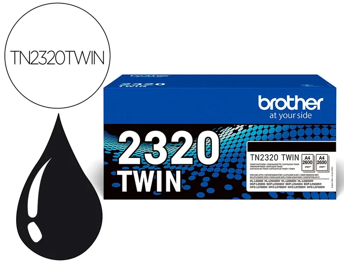 Brother TN2320TWIN Pack de 2 Cartuchos de Tóner Negro Larga Duración Brother TN2320TWIN Pack de 2 Cartuchos de Tóner Negro Larga Duración