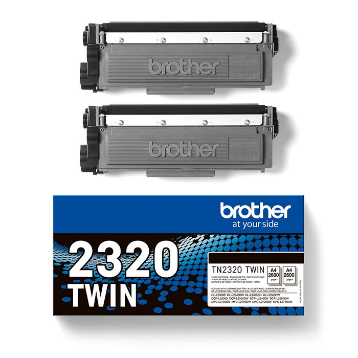Brother TN2320TWIN Pack de 2 Cartuchos de Tóner Negro Larga Duración Brother TN2320TWIN Pack de 2 Cartuchos de Tóner Negro Larga Duración