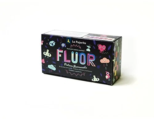 La Pajarita Kit de Pintura Fluorescente 35 ml, 6 Colores Surtidos