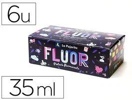 La Pajarita Pintura Acrílica Fluorescente 35 ml Caja 6 Unidades Colores Surtidos