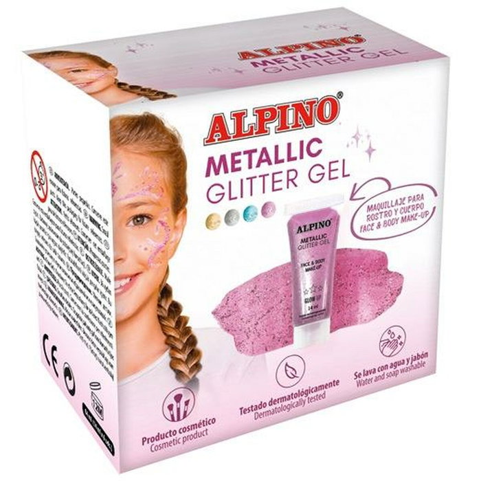 ALPINO Maquillaje Glitter Gel Metálico Rosa Estuche de 6