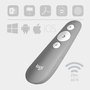 Logitech Mando Inalambrico para Presentaciones R500S, Puntero Laser Rojo, USB y Bluetooth, Gris Medio, 910-006520