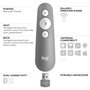 Logitech Mando Inalambrico para Presentaciones R500S, Puntero Laser Rojo, USB y Bluetooth, Gris Medio, 910-006520