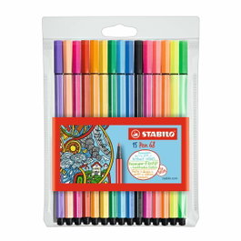 Stabilo Pen 68 Estuche de 15 Rotuladores (10 Estándar + 5 Neón)