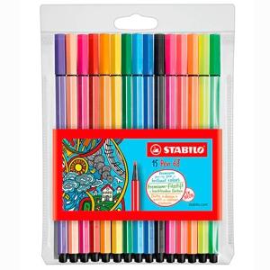 Stabilo Rotulador Pen 68, Estuche con 15 Colores Surtidos (10 Estándar + 5 Neón), Punta Fina 1mm, Acuralables para Escribir y Colorear Stabilo Rotulador Pen 68, Estuche con 15 Colores Surtidos (10 Estándar + 5 Neón), Punta Fina 1mm, Acuralables para Escribir y Colorear