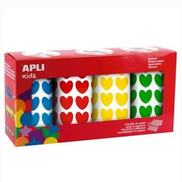 Apli Gomets Corazones Permanentes 20x18 mm Pack de 4 Rollos Surtidos