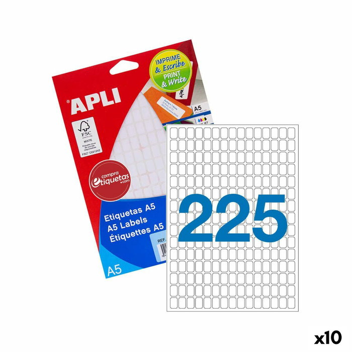 APLI Etiquetas Adhesivas A5 Blancas con Bordes Redondeados