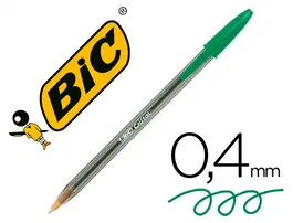 Bic Bolígrafo Cristal Original Tinta Verde Unidad Punta 1 mm Trazo 0.4 mm