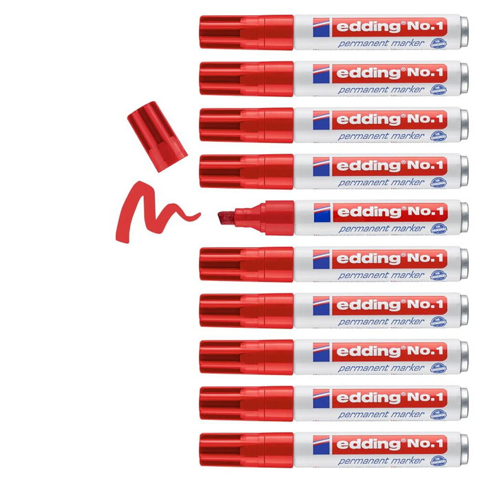 Edding Marcador Permanente Nº 1 Rojo (Set de 10) Edding Marcador Permanente Nº 1 Rojo (Set de 10)