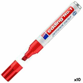Edding Marcador Permanente Nº 1 Rojo (Set de 10)