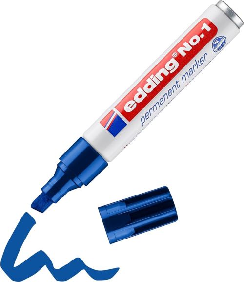Edding Marcador Permanente Nº 1 Azul Punta Biselada (Set de 10)